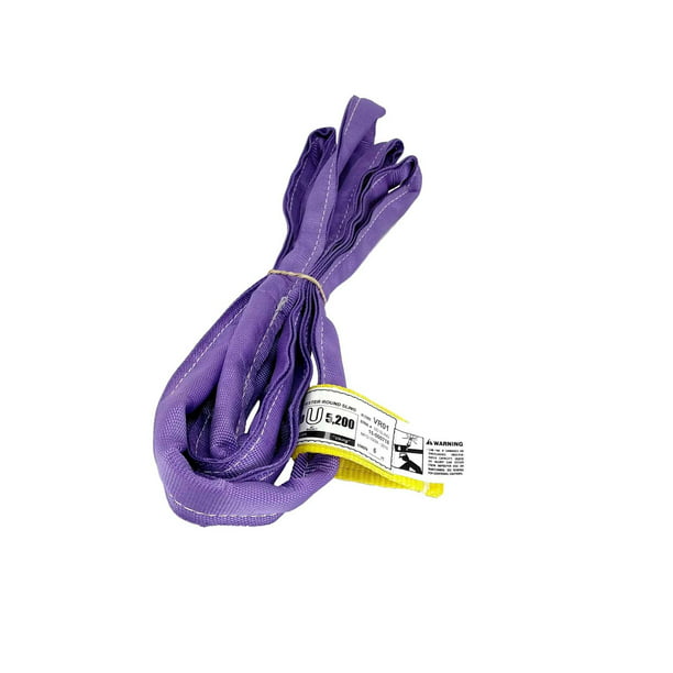 USA Made VR1 X 6 Purple Slings 4-12 Lengths In Listing 2,600 lbs Vertical 5,200 lbs Basket 2,080 lbs Choker USA Polyester DOUBLE PLY COVER Endless Round Poly Lifting Slings 6 FT 